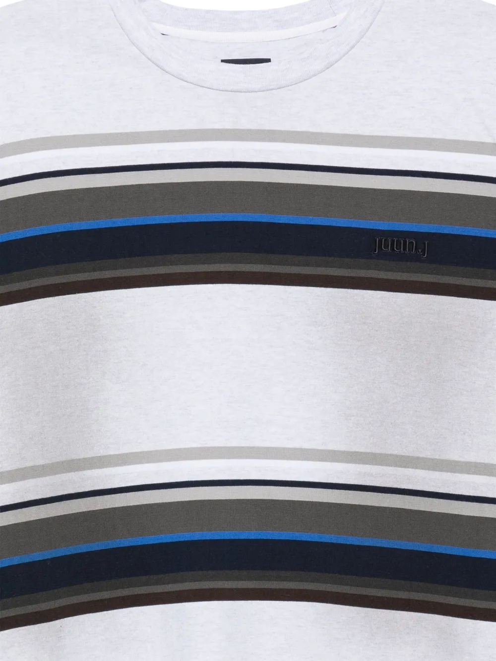Juun.J striped cotton T-shirt Grijs