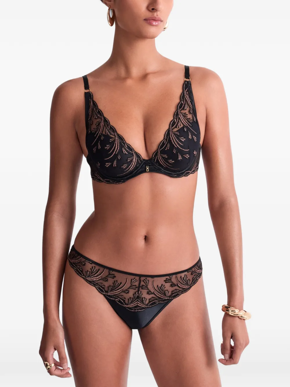 Aubade Cosmic Romance slip met borduurwerk Zwart