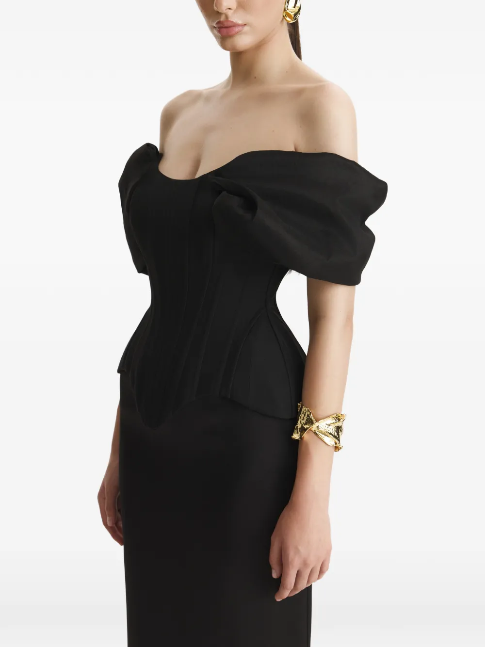 BENEDETTO off-shoulder panelled corset Zwart