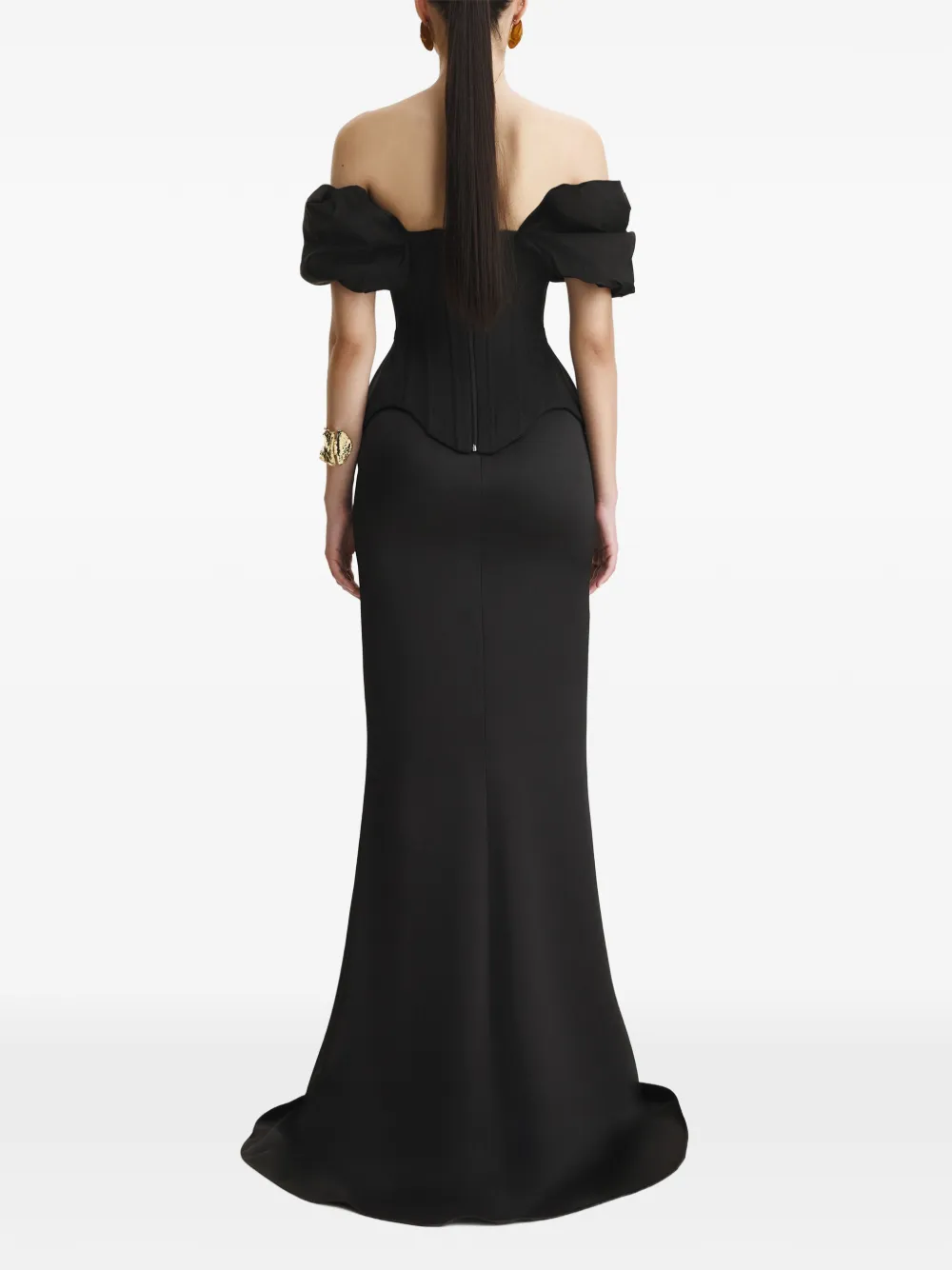 BENEDETTO off-shoulder panelled corset Zwart
