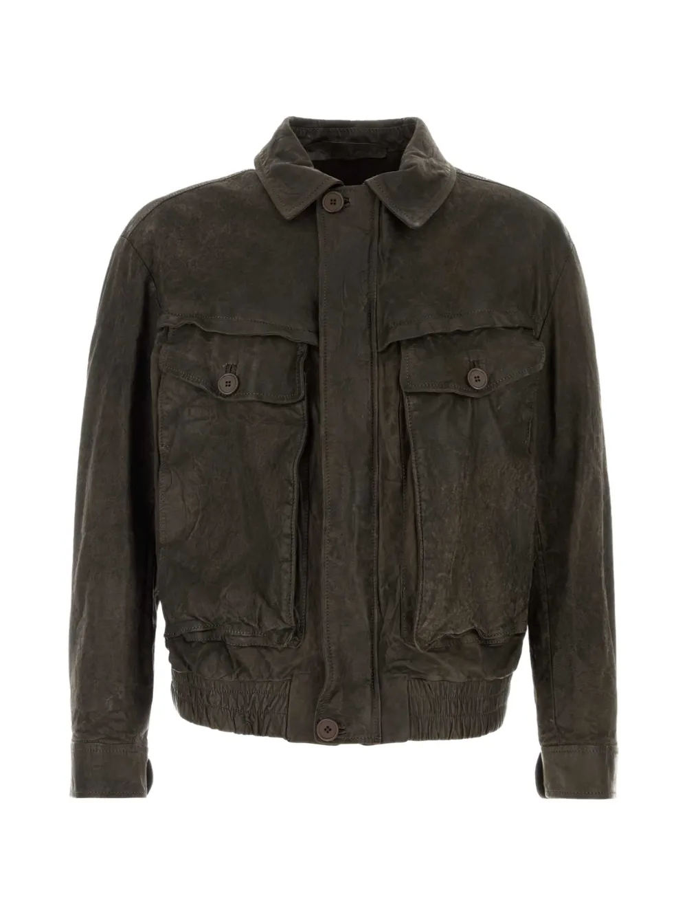 Salvatore Santoro button-up leather jacket - Marrone