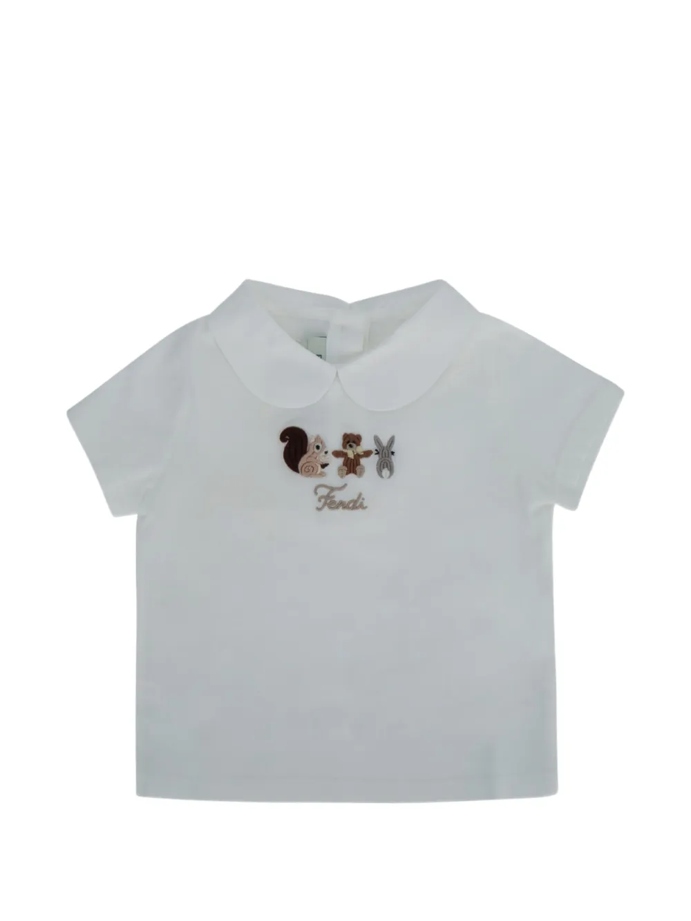 Fendi Kids embroidered-detail T-shirt - Bianco