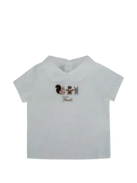 Fendi Kids embroidered-detail T-shirt