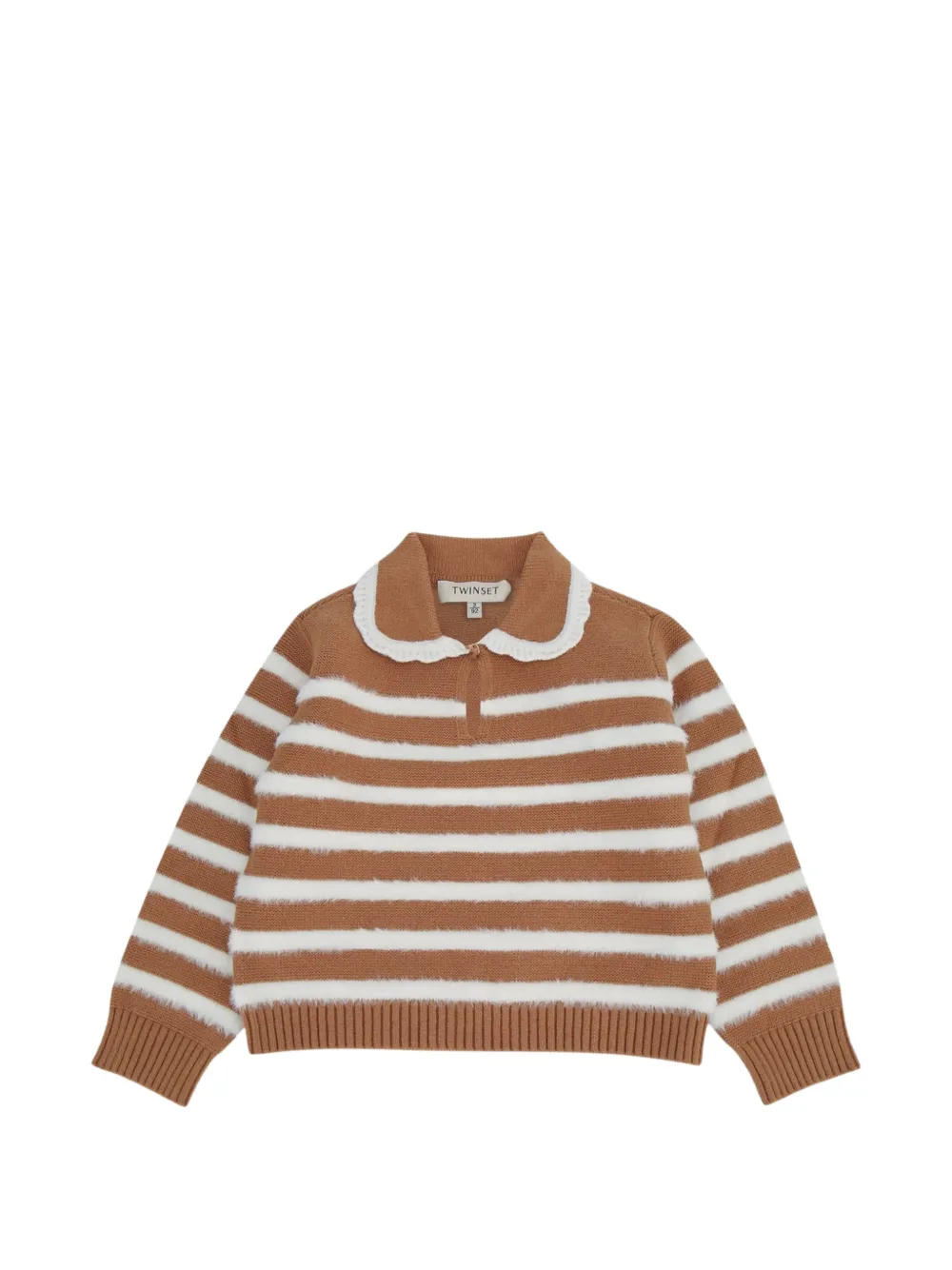 TWINSET Kids ensemble pull-pantalon rayé à col claudine - Marron TWINSET Kids ensemble pull-pantalon rayé à col claudine - Marron