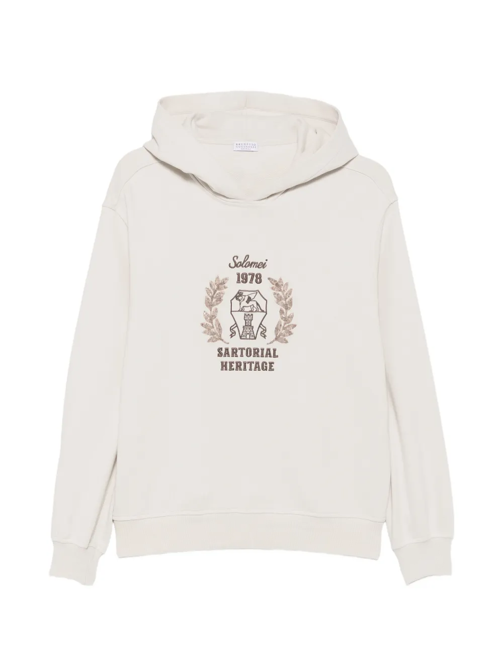 Brunello Cucinelli logo-embroidered sequin-embellished hoodie - Toni neutri