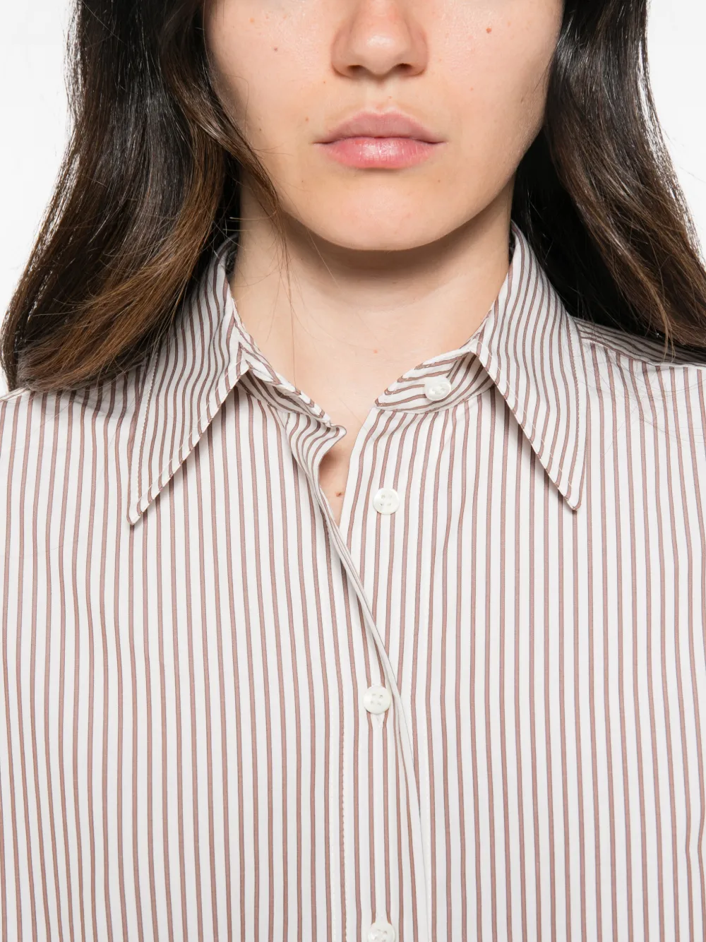Brunello Cucinelli vertical-stripe long-sleeve shirt Beige