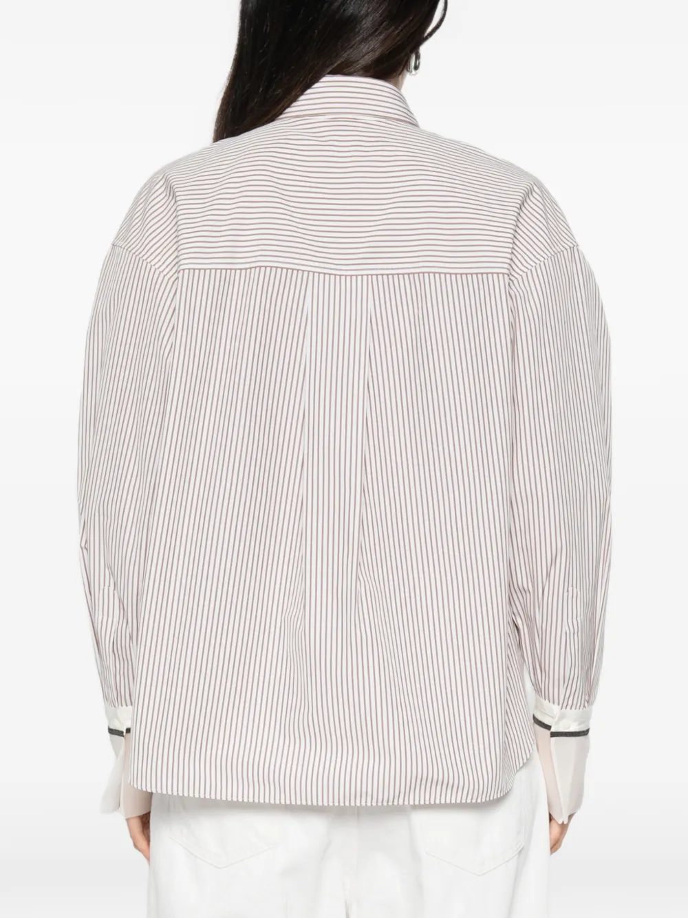 Brunello Cucinelli vertical-stripe long-sleeve shirt Beige
