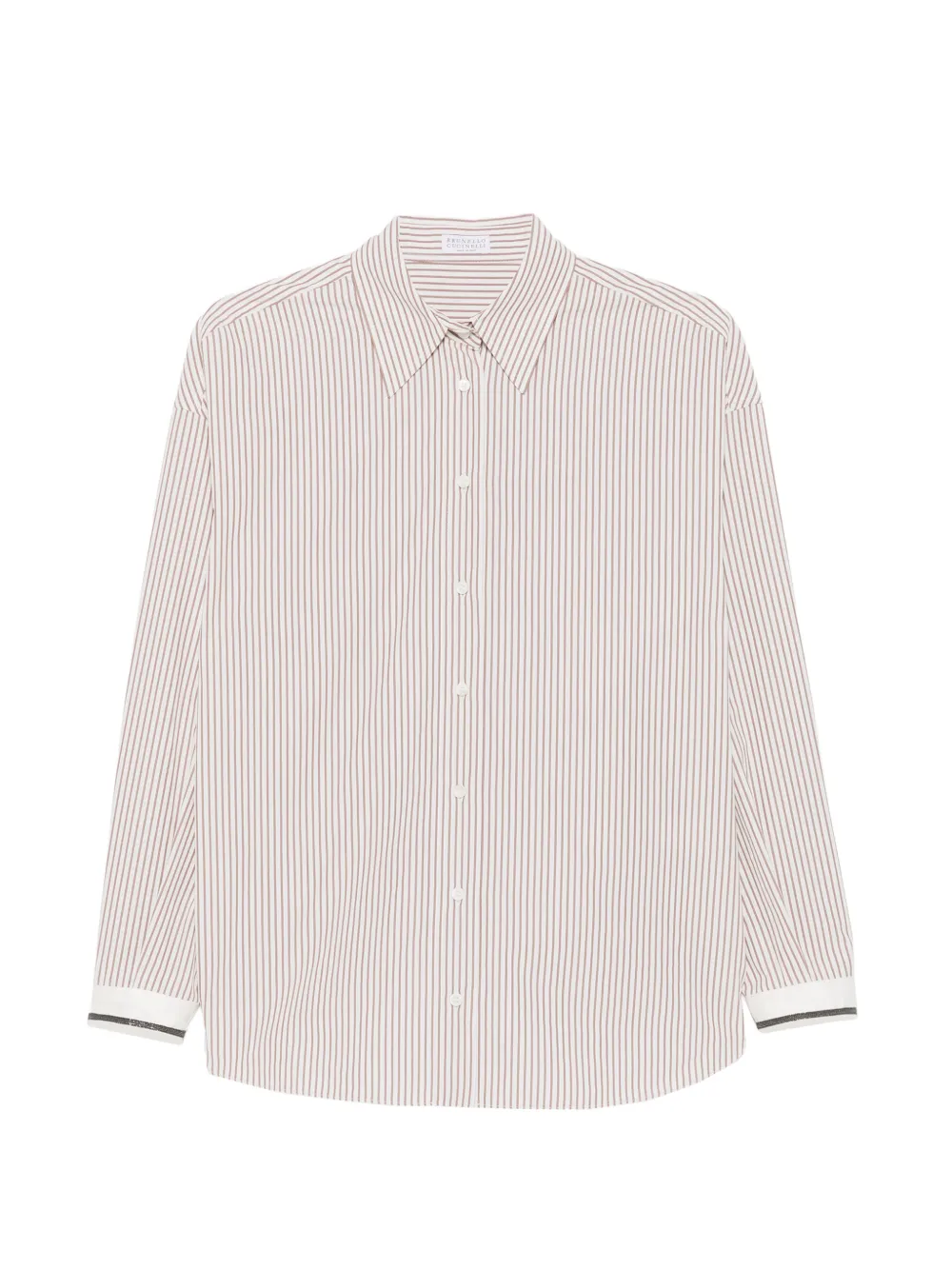 Brunello Cucinelli vertical-stripe long-sleeve shirt Beige