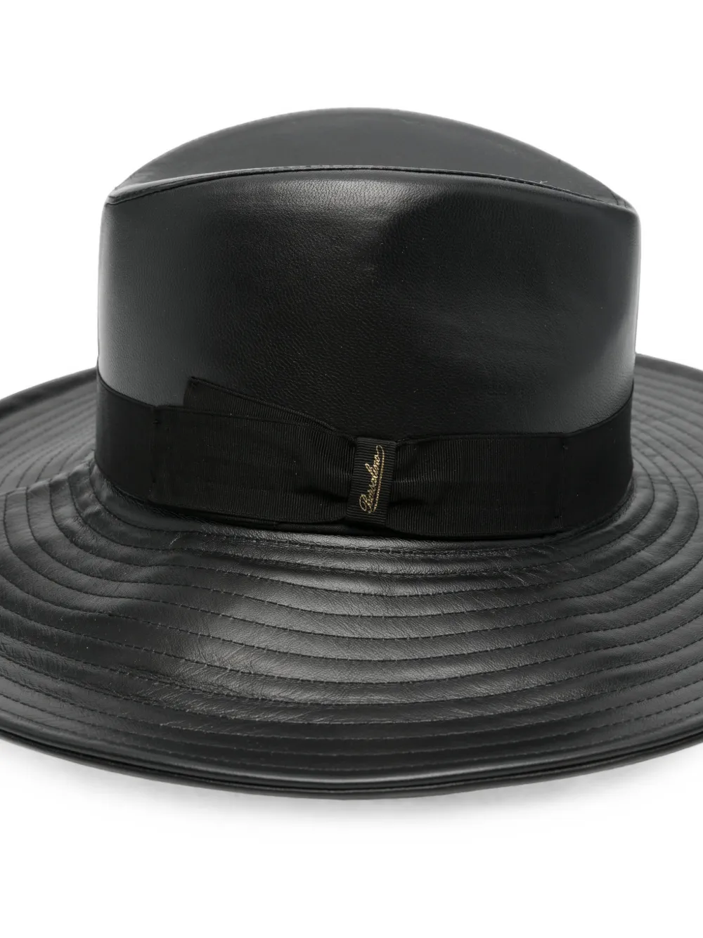 Borsalino Leren fedora hoed Zwart