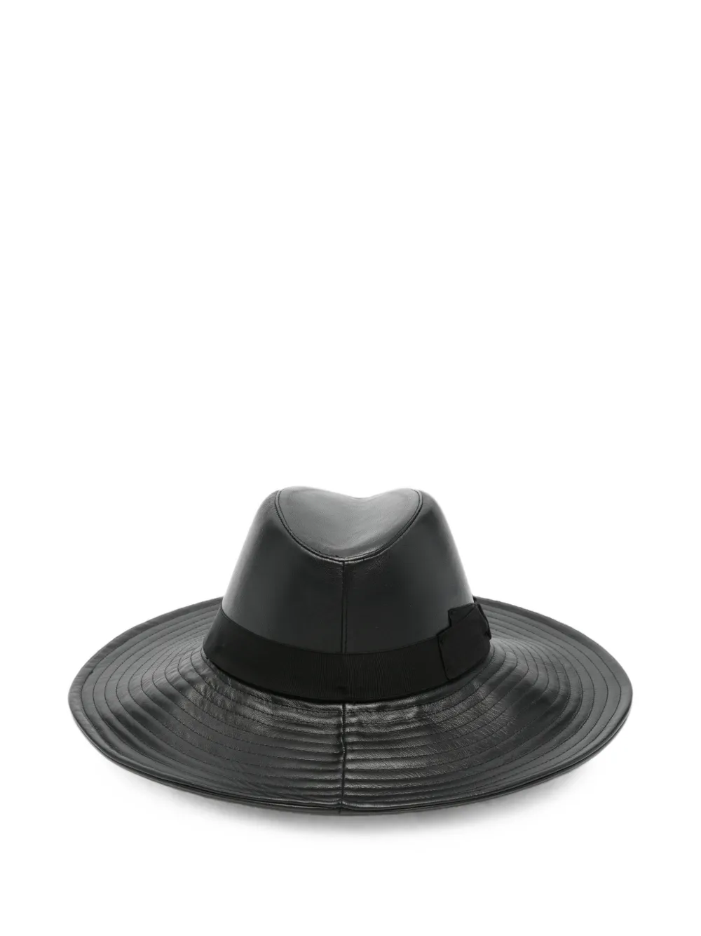 Borsalino Leren fedora hoed Zwart