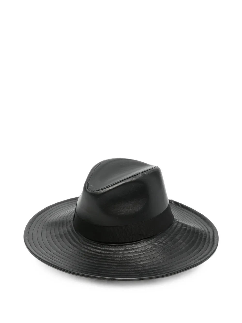 Borsalino leather fedora hat