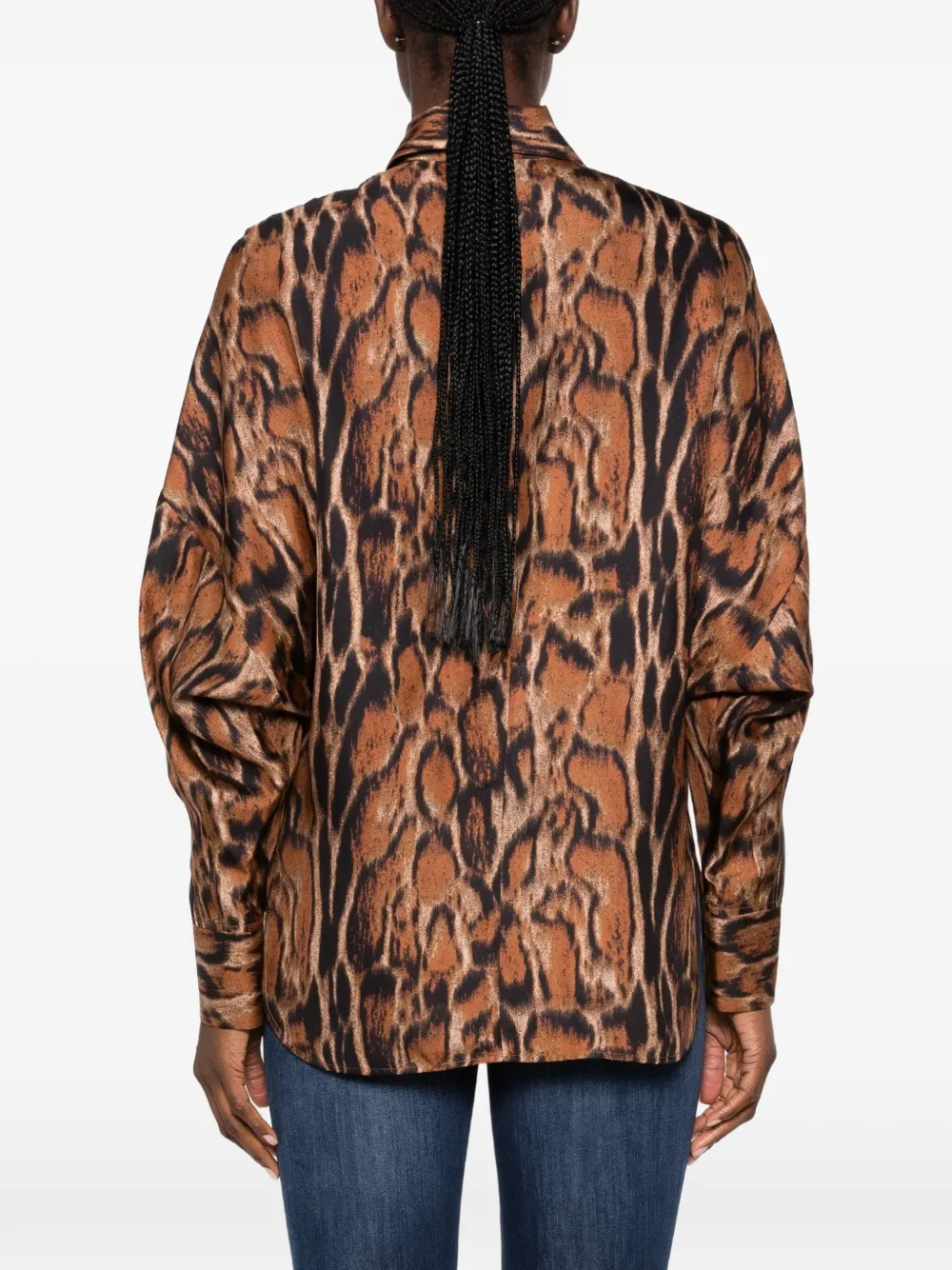Alberto Biani leopard-pattern silk shirt Bruin