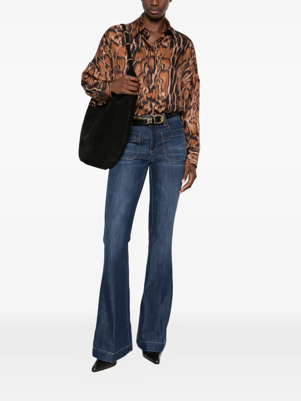 Alberto Biani leopard-pattern silk shirt Bruin