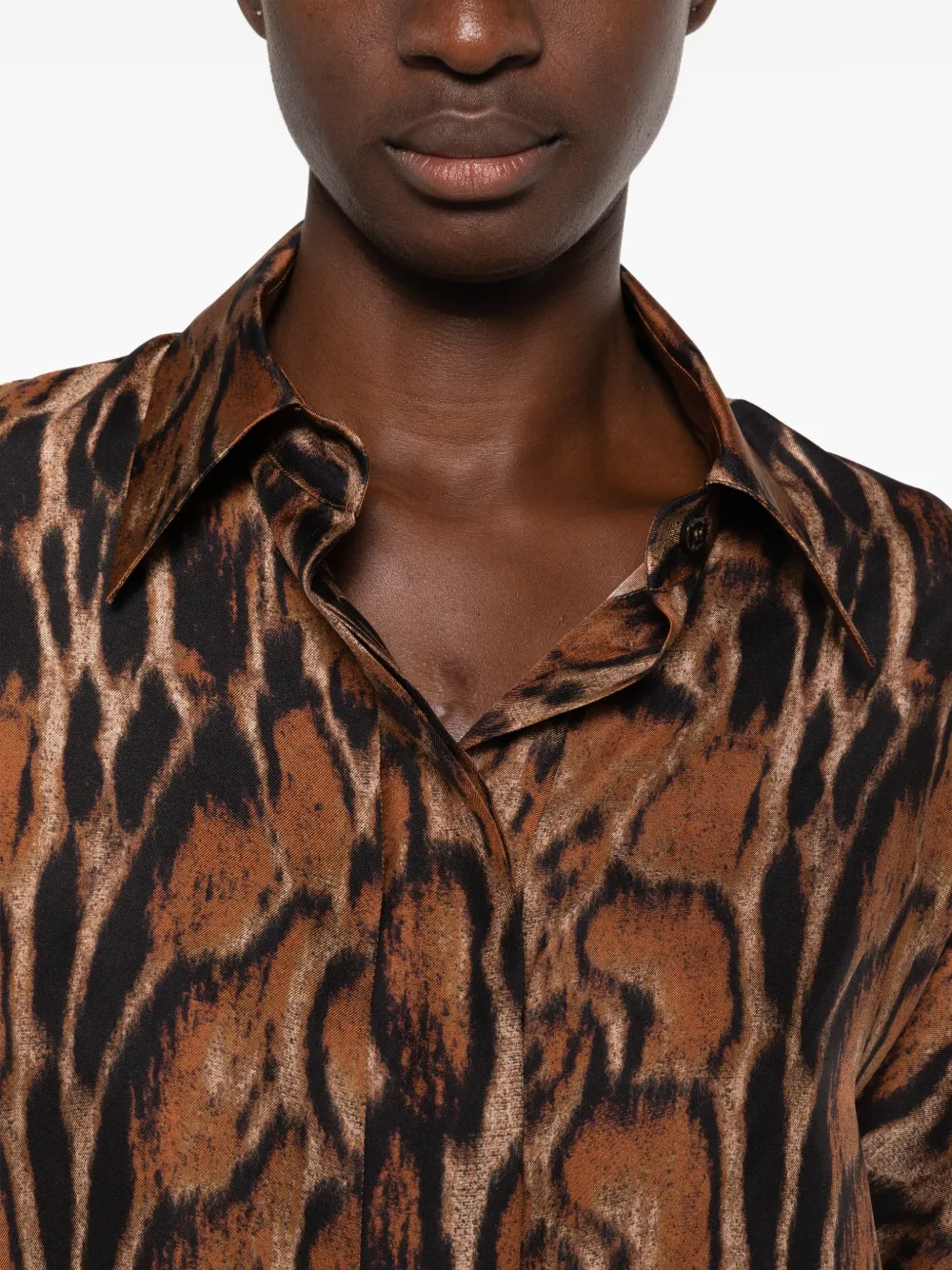 Alberto Biani leopard-pattern silk shirt Bruin