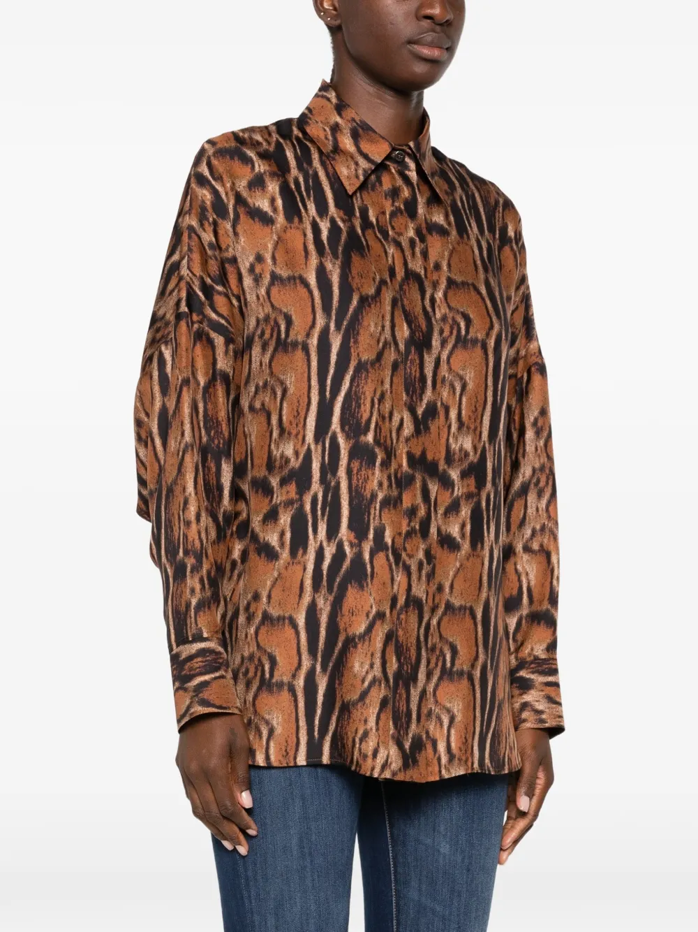 Alberto Biani leopard-pattern silk shirt Bruin