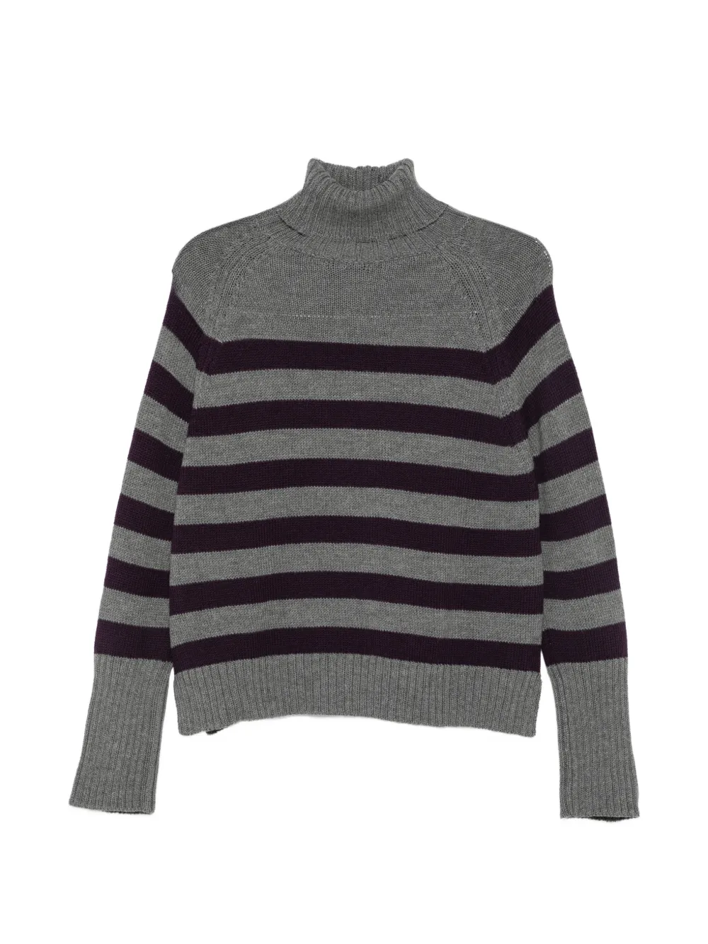 Base Striped Roll-neck Sweater In Gray