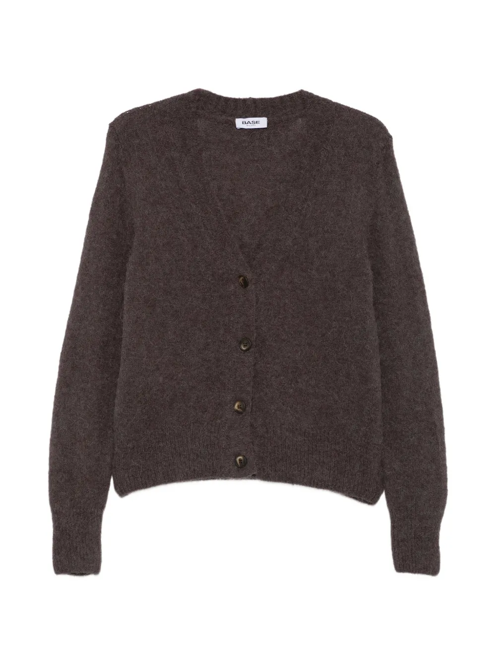Base V-neck Knitted Cardigan In Brown