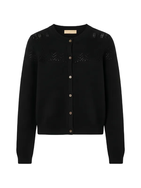 Ulla Johnson Cassia Pointelle-knit Cardigan in Black