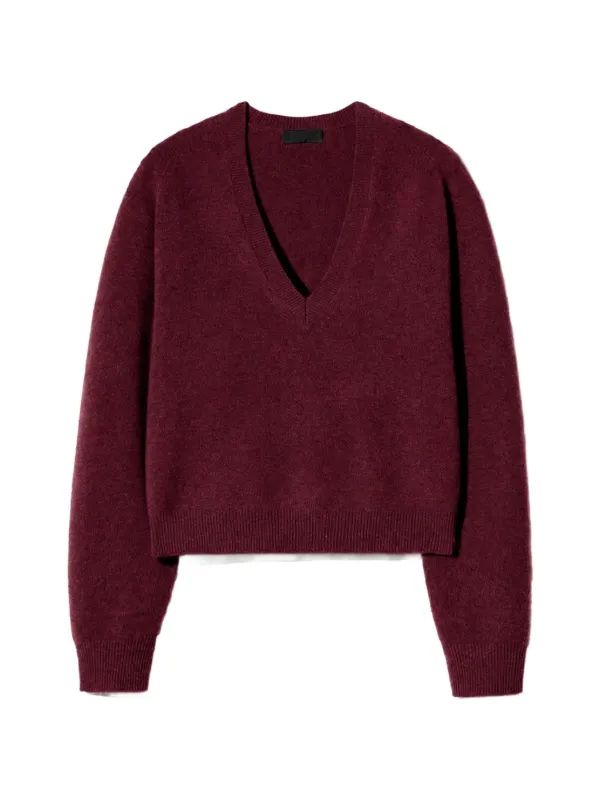 Nili Lotan Ferron Wool V-neck Sweater in Red