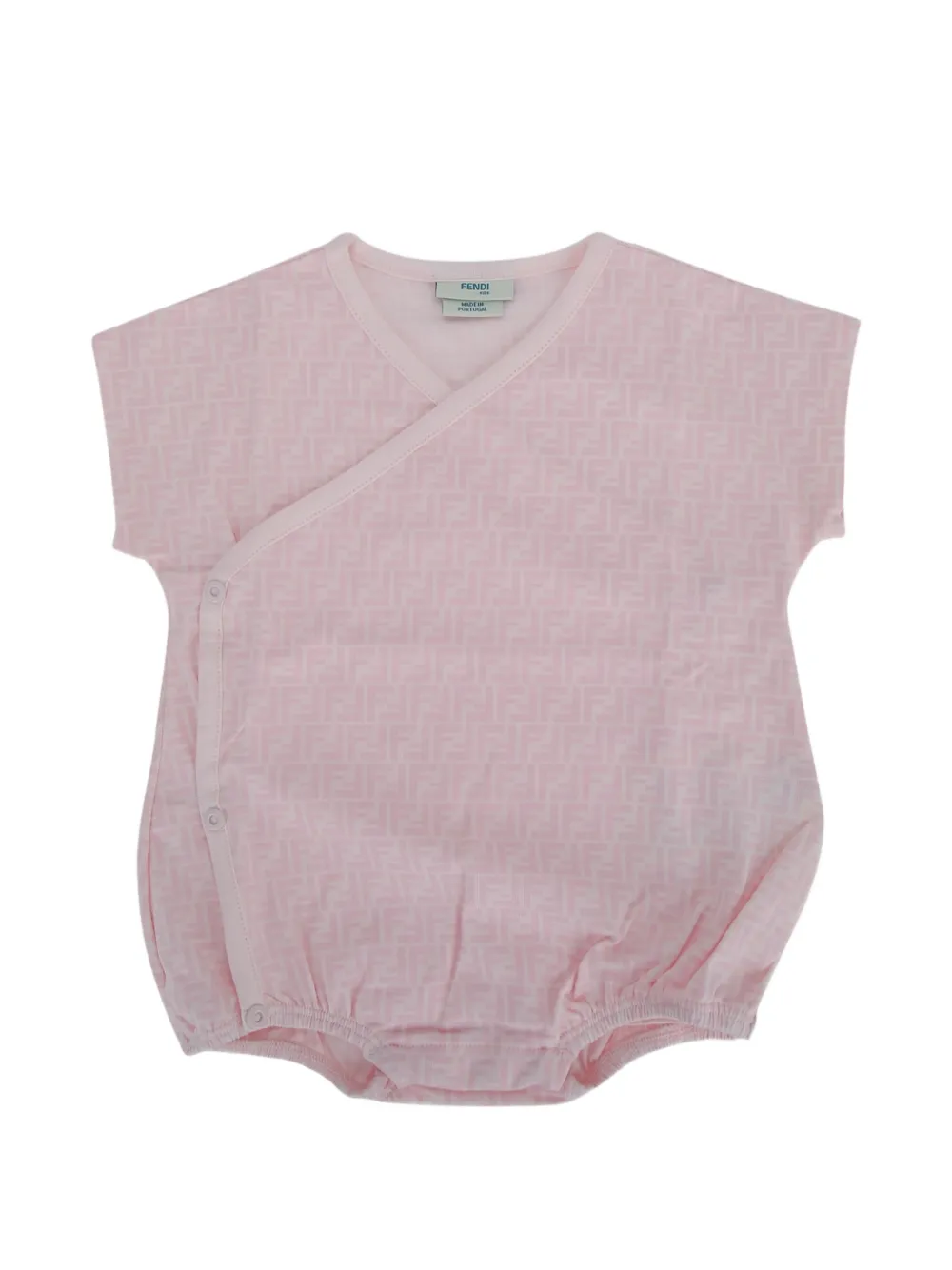 Fendi Kids Romper met wikkel-design en logo-print Roze