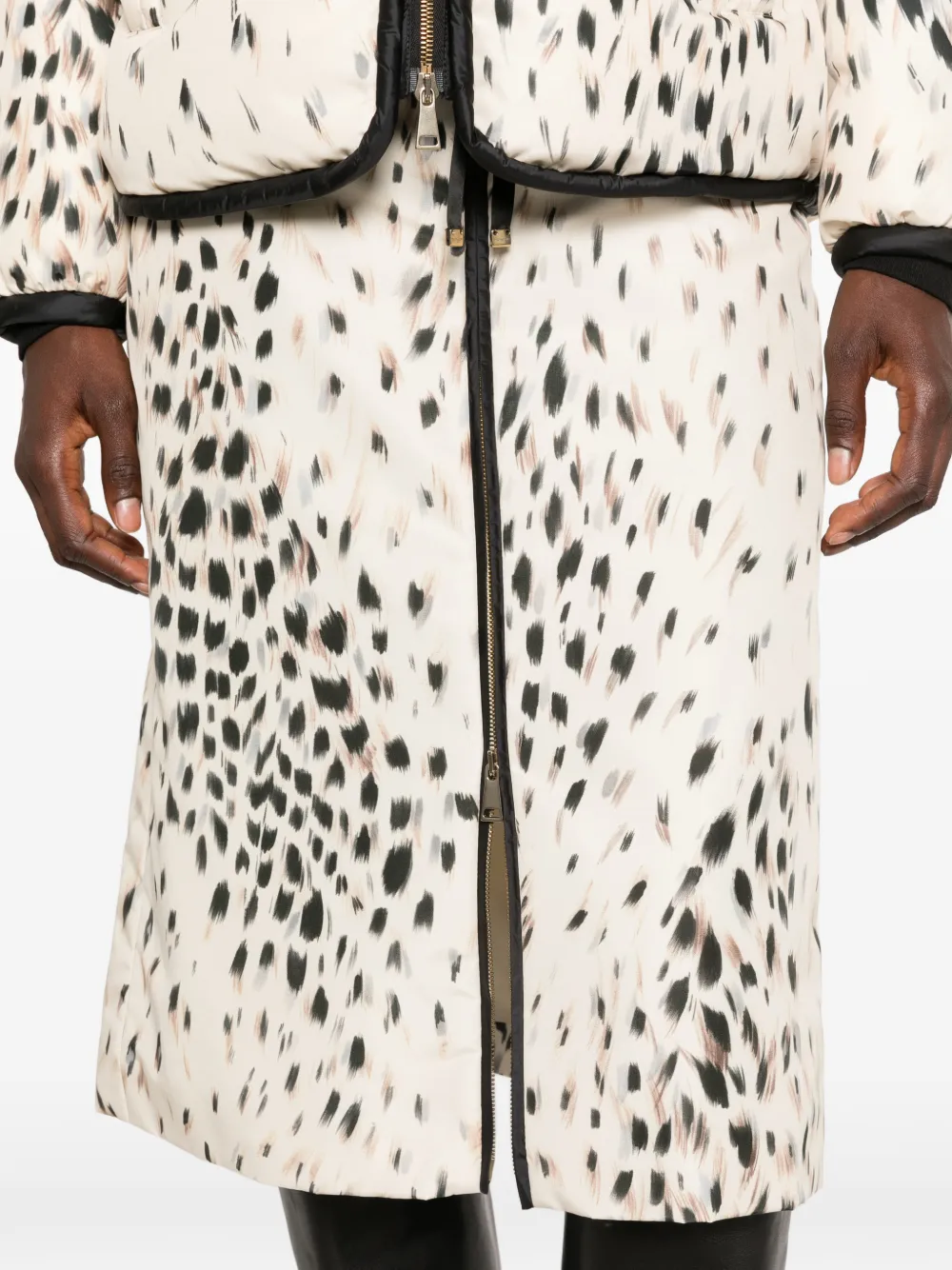 Moncler leopard-print zip-front skirt Beige