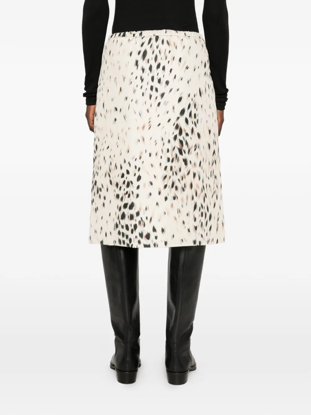 Moncler leopard-print zip-front skirt Beige