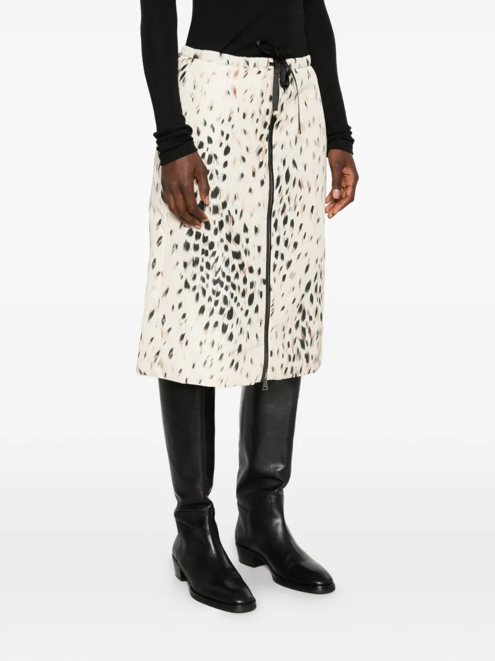 Moncler leopard-print zip-front skirt Beige