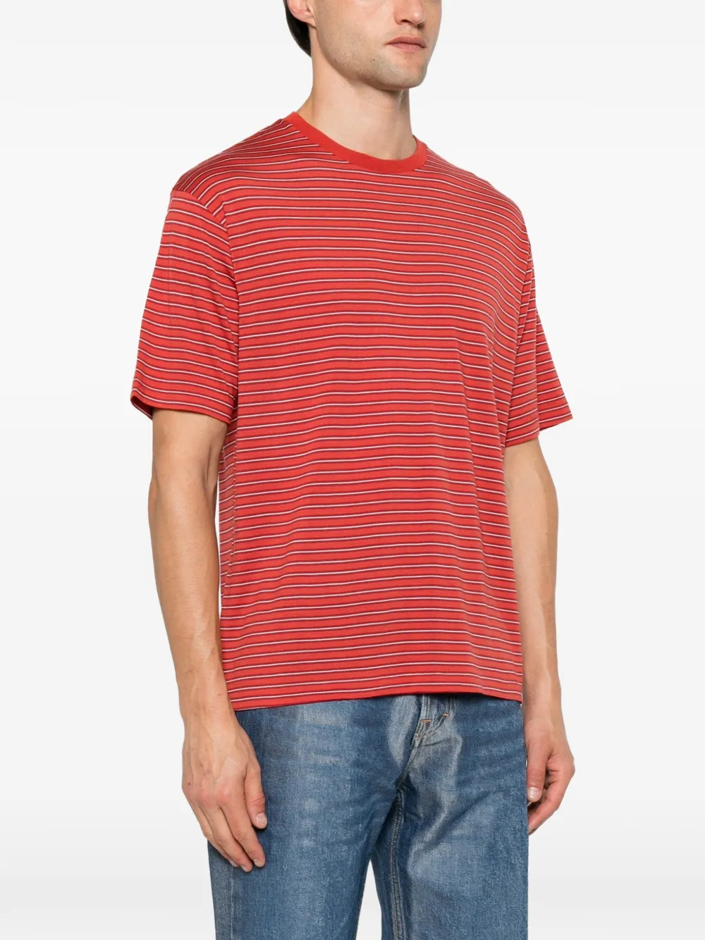 Auralee Gestreept wollen jersey T-shirt Rood