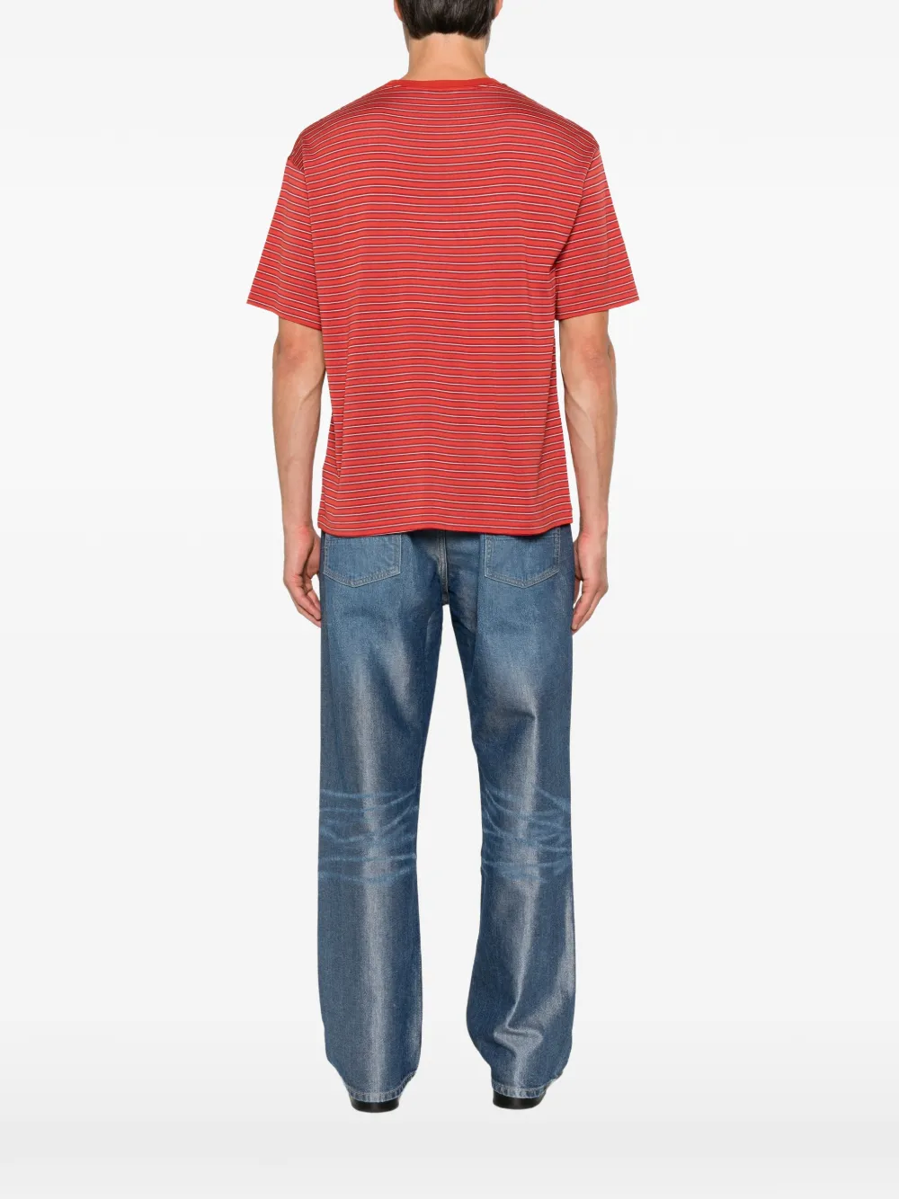 Auralee Gestreept wollen jersey T-shirt Rood