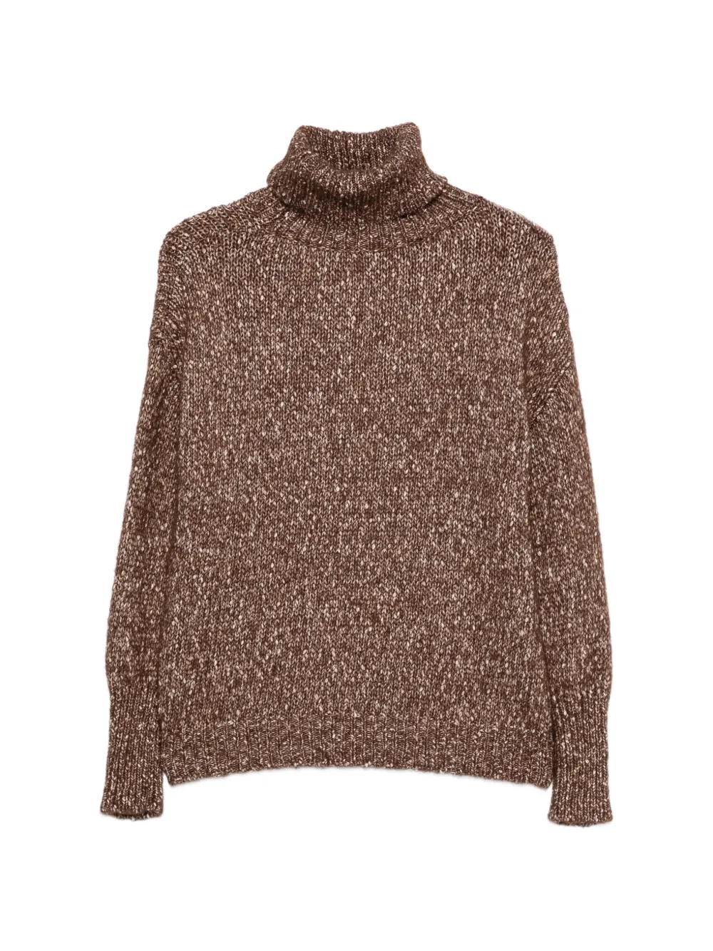 base marl-knit roll-neck sweater - Marron
