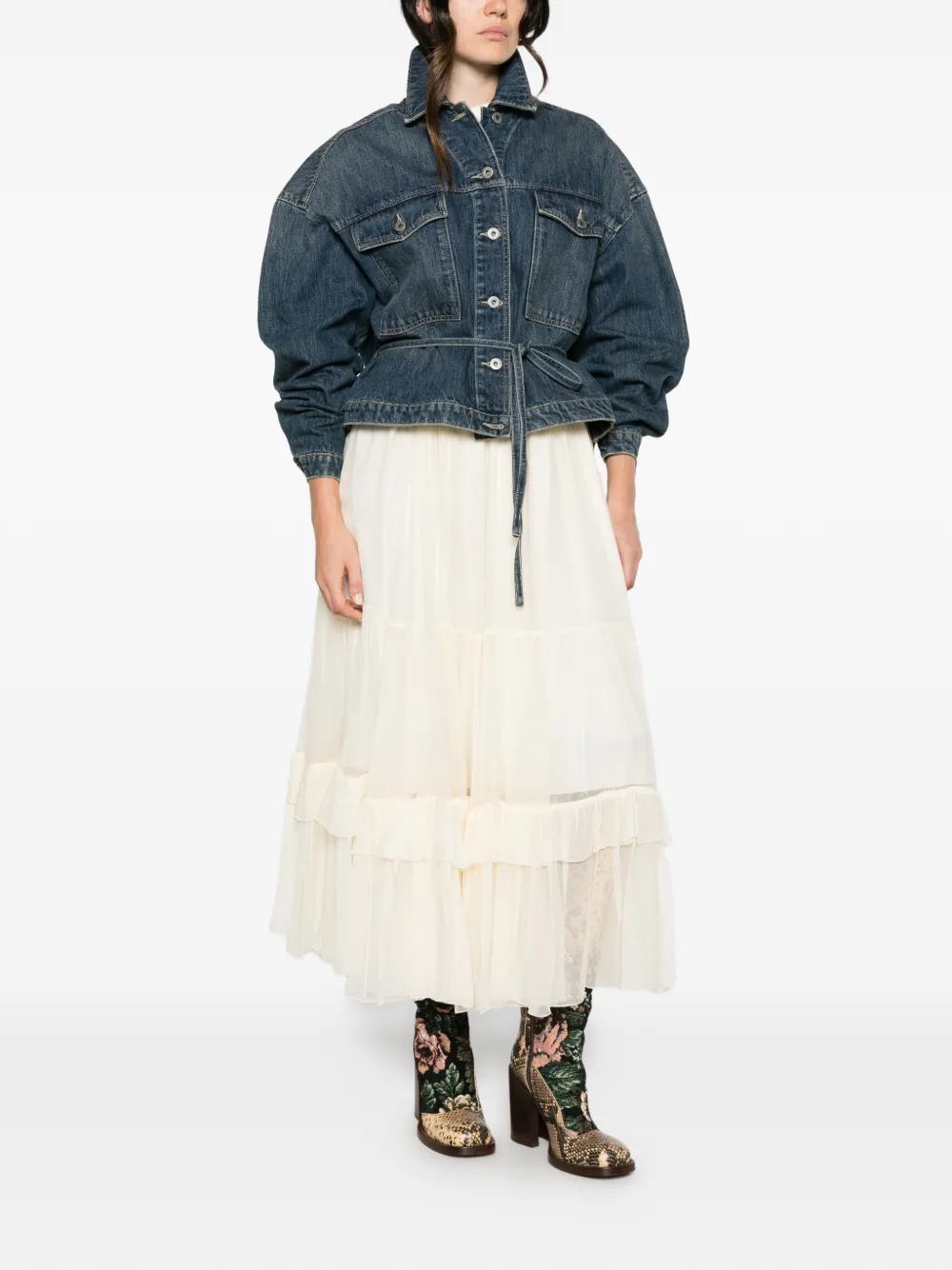 Chloé tiered ruffled maxi skirt - Toni neutri