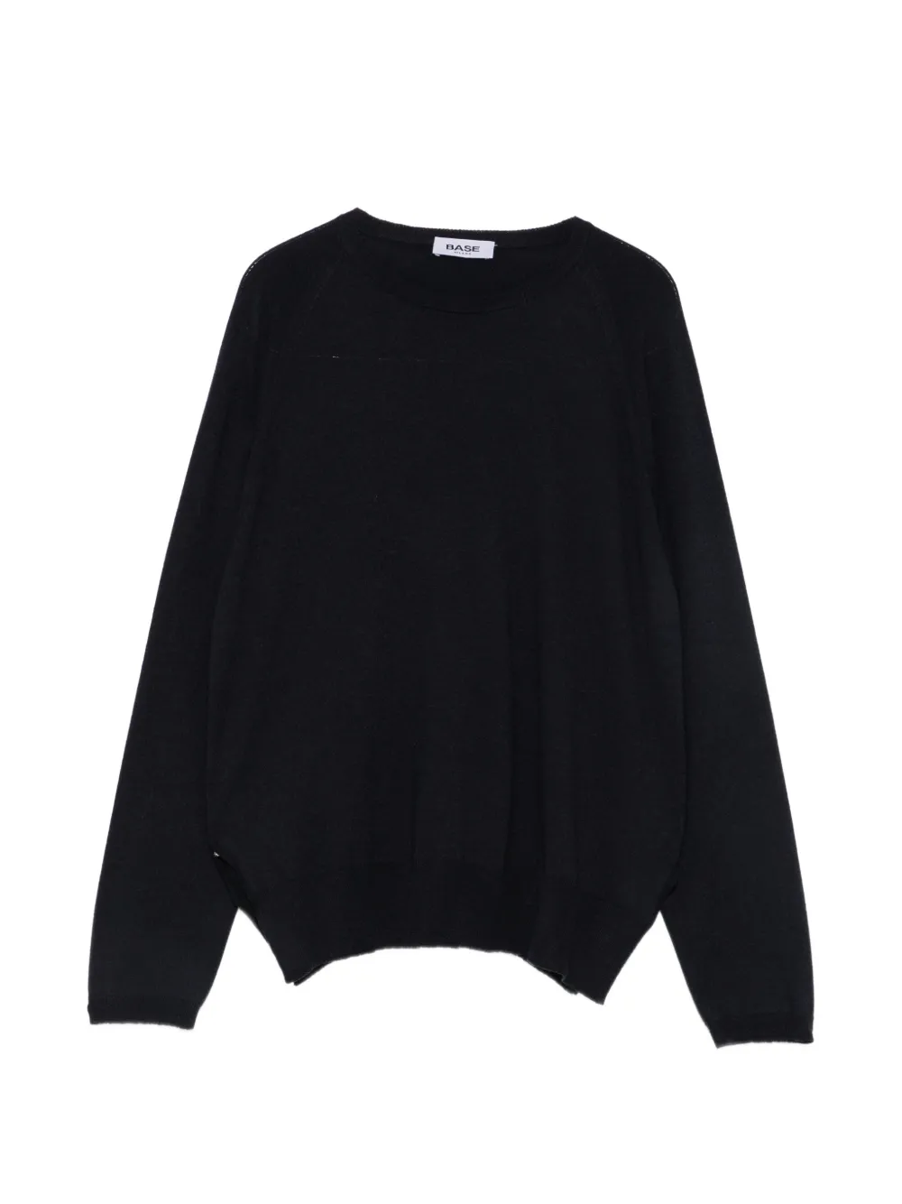 Base Raglan-sleeve Side-slit Sweater In Black