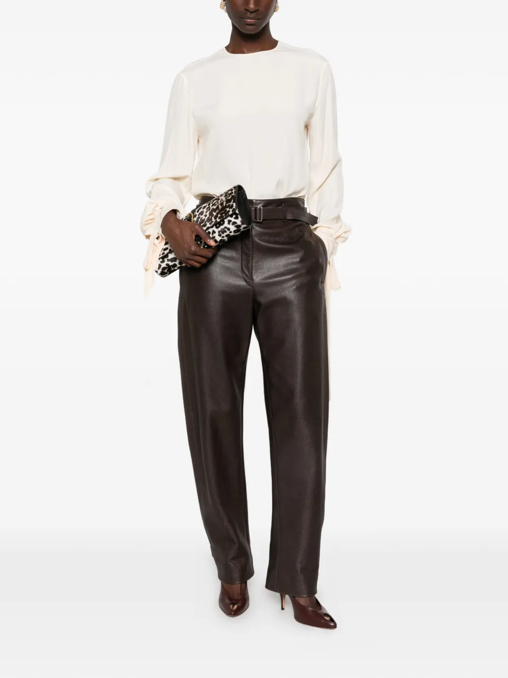 Alberta Ferretti crew-neck blouse Beige