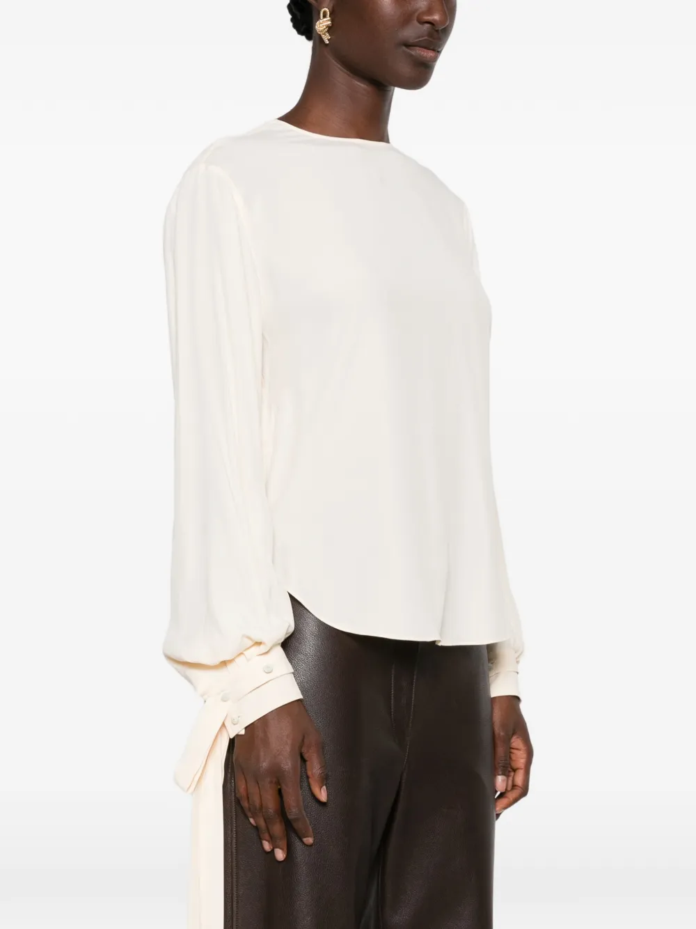 Alberta Ferretti crew-neck blouse Beige