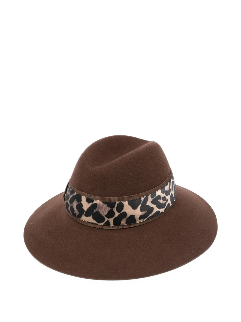 Borsalino leopard-print bow-detail hat Bruin