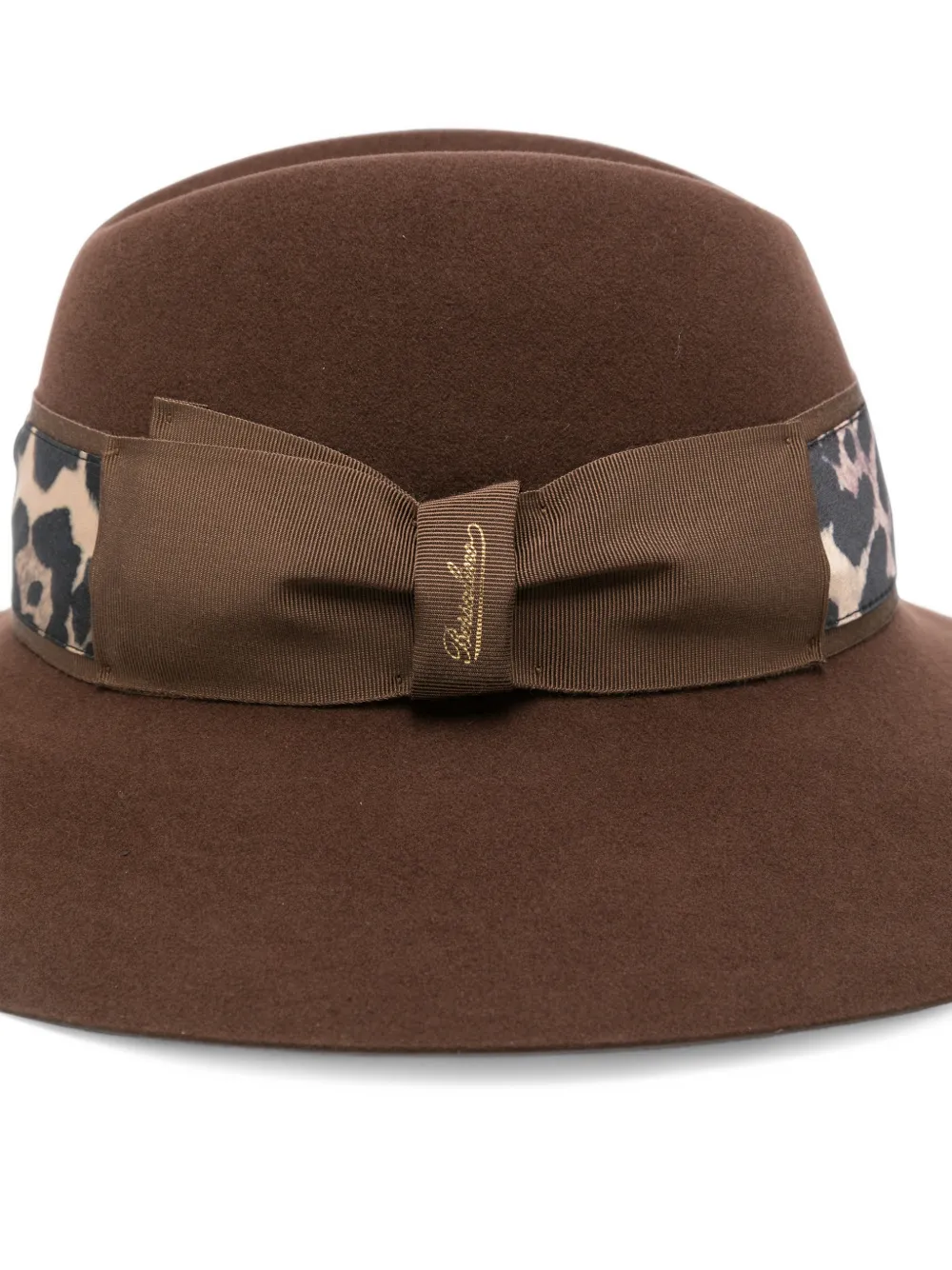 Borsalino leopard-print bow-detail hat Bruin