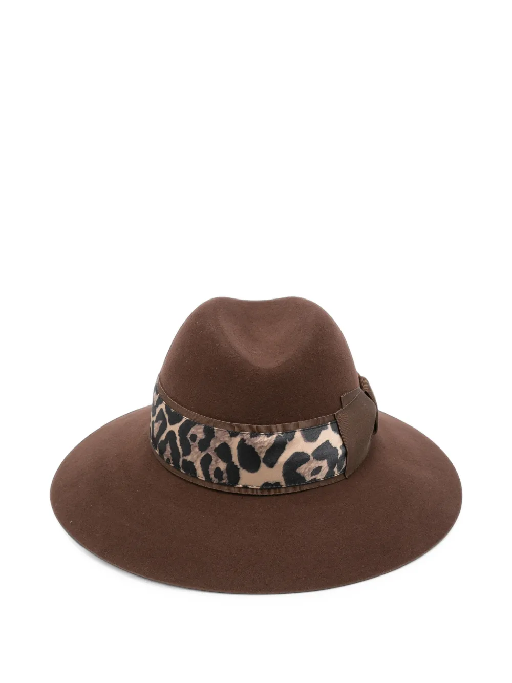 Borsalino leopard-print bow-detail hat Bruin