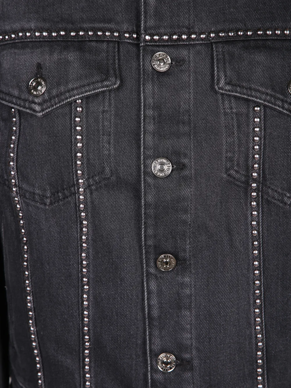 7 For All Mankind Adi Trucker denim jack verfraaid met studs Zwart