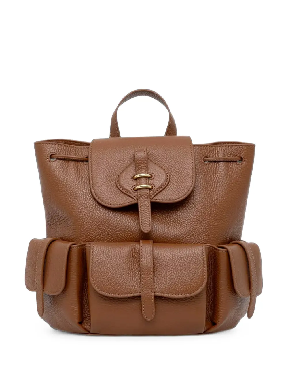 Coccinelle medium Mavery Pocket grained-leather backpack - Marrone