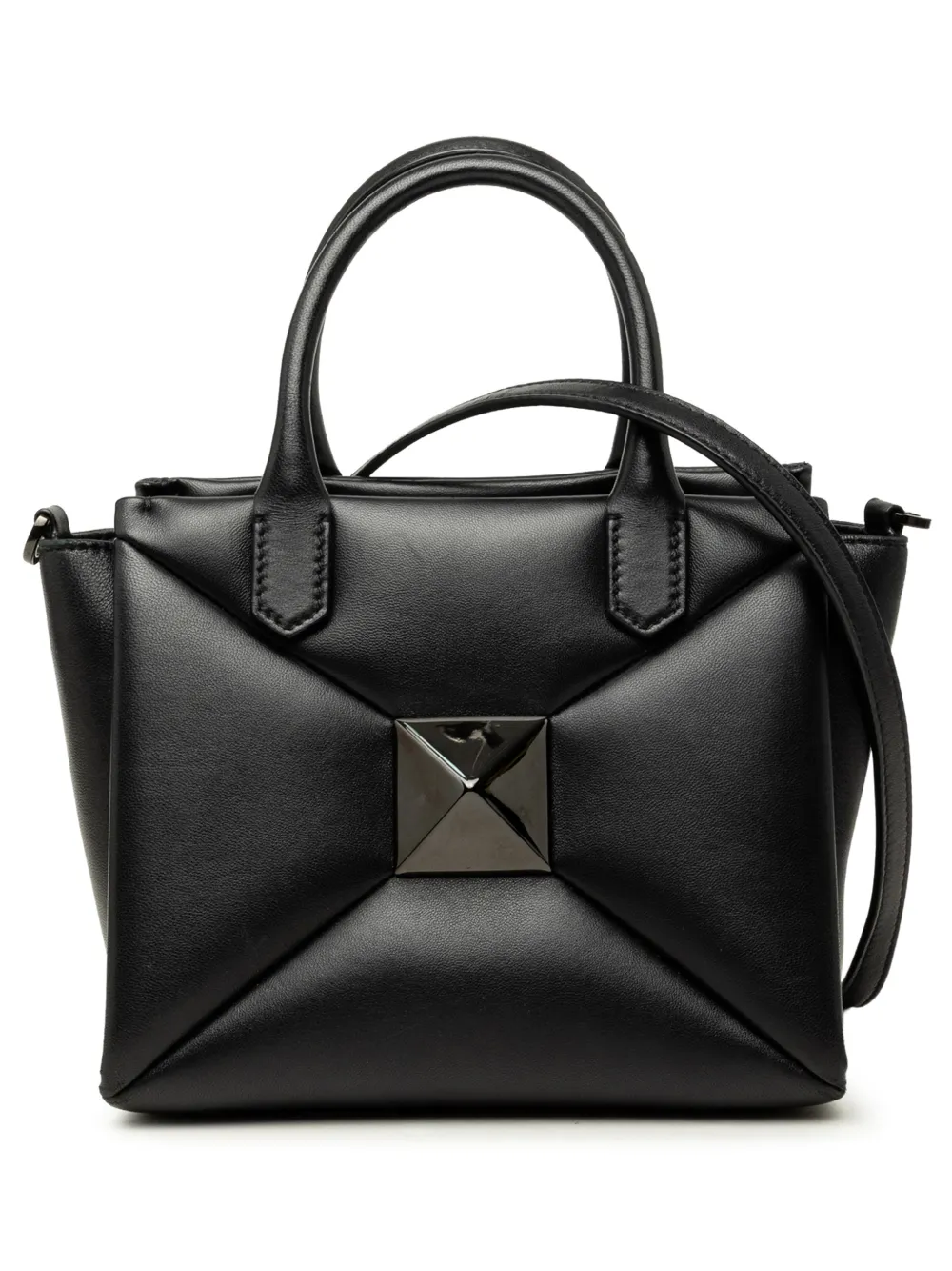 Pre-owned Valentino Garavani 2018-2026 Small Nappa One Stud Top Handle Bag Satchel In Black