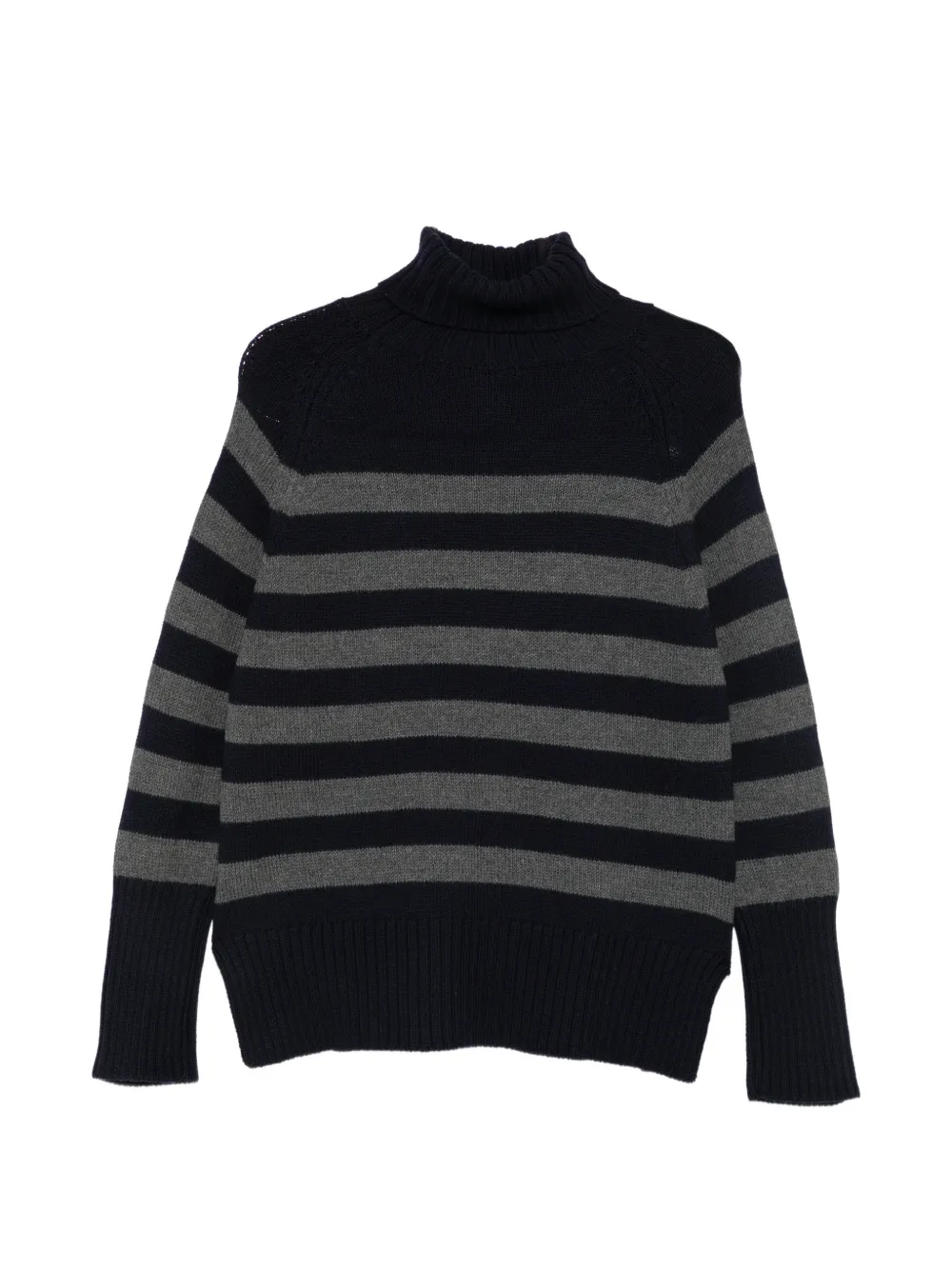 Base Striped Roll-neck Sweater In Black