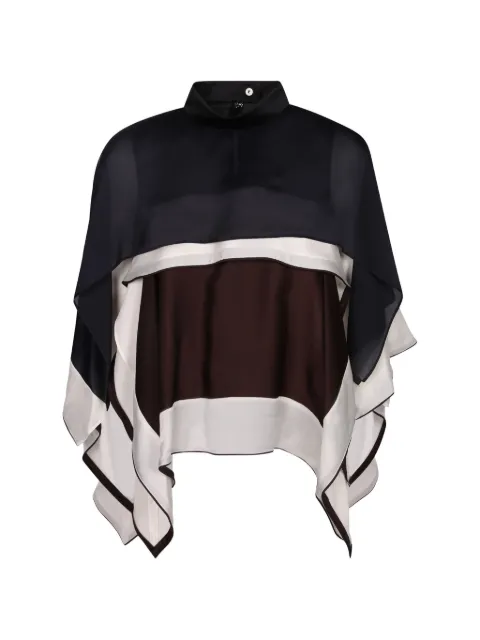 sacai top a capas con diseño color block