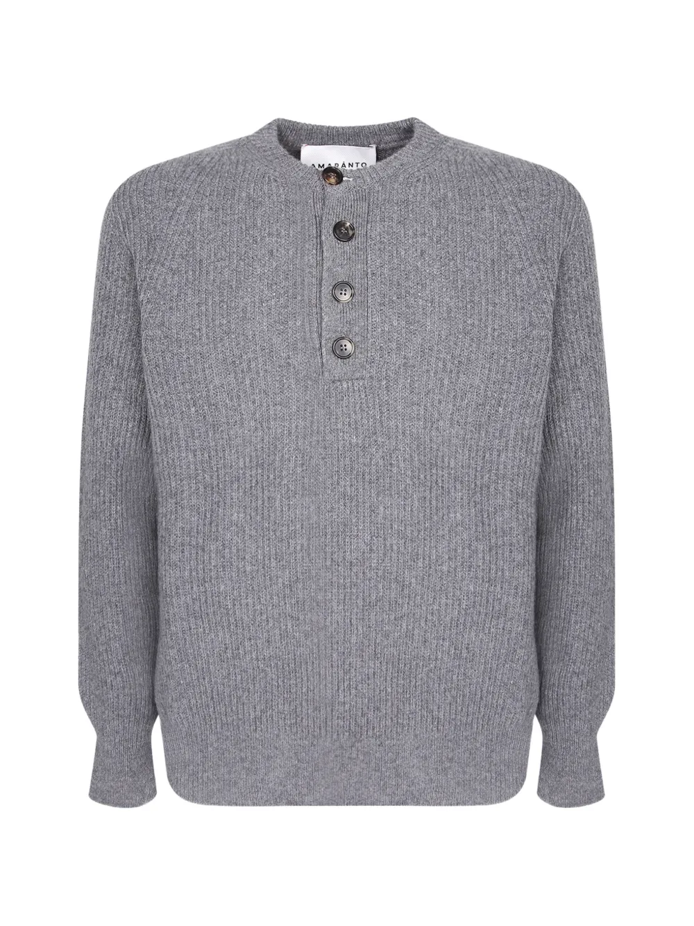 AMARANTO ribbed-knit Henley sweater