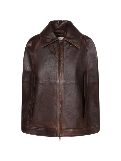 7 For All Mankind zip-up leather cape
