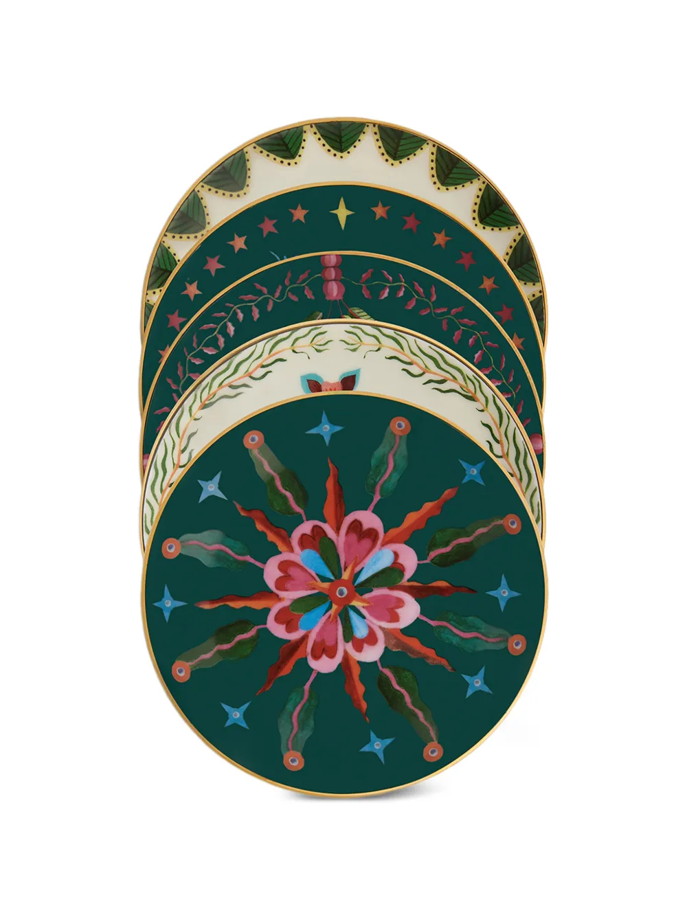 La Doublej Flora And Fauna Mix Plates (set Of Five) In Multi