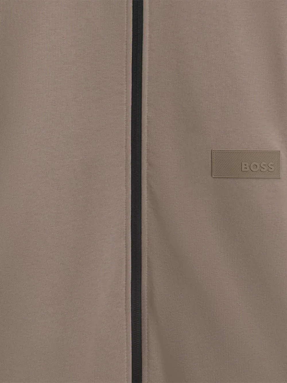 BOSS Sweater met logopatch en rits Bruin