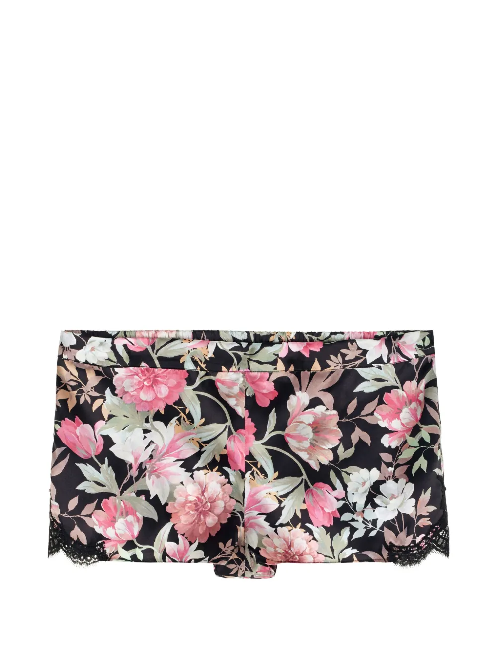 Aubade pyjama en soie à fleurs - Bleu