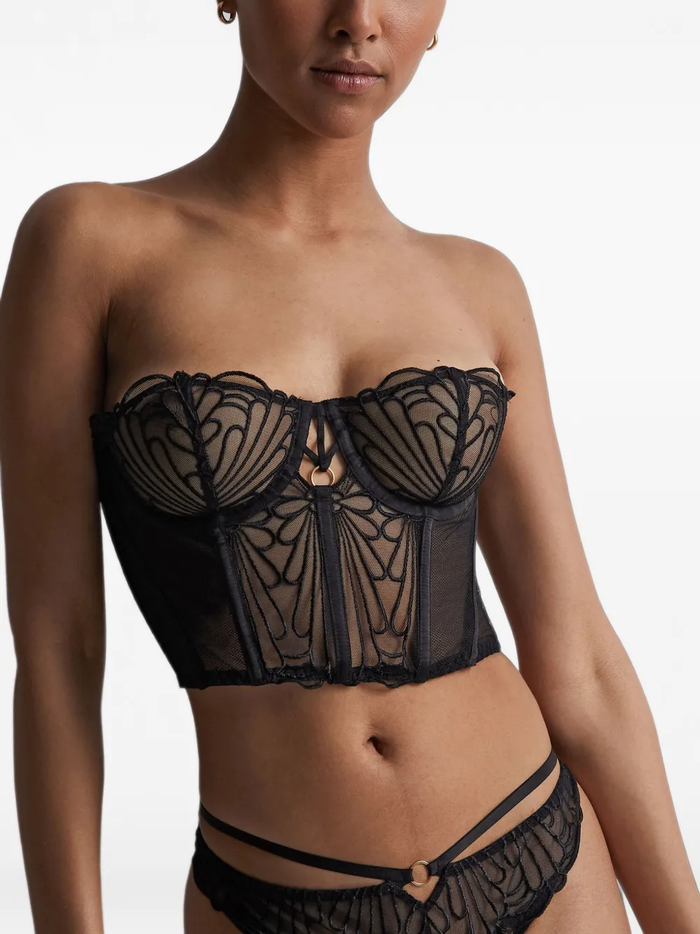 Aubade Bustier met geborduurd detail Zwart