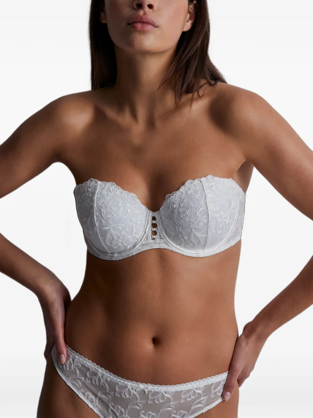 Aubade Pour Toujours embroidered bandeau bra Wit