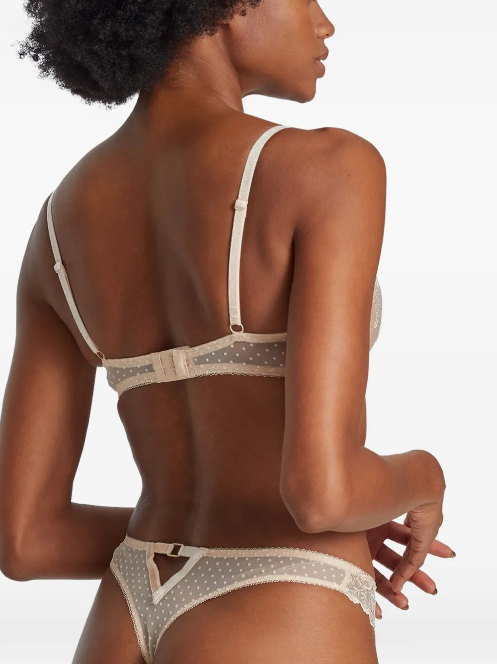 Aubade Velvet Memories string met borduurwerk Beige